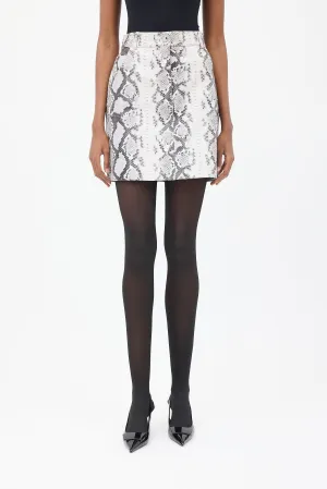 Black & White Embossed Leather Jupita Skirt