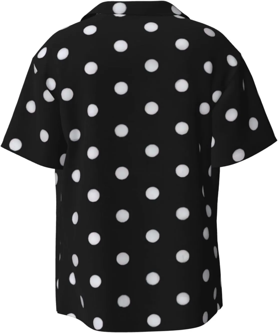 Black and White Polka Dot Print Men's Fashionable Cuban Collar Shirts for Tropical Parties and Casual Occasions