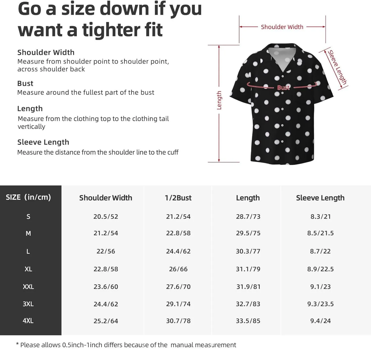 Black and White Polka Dot Print Men's Fashionable Cuban Collar Shirts for Tropical Parties and Casual Occasions