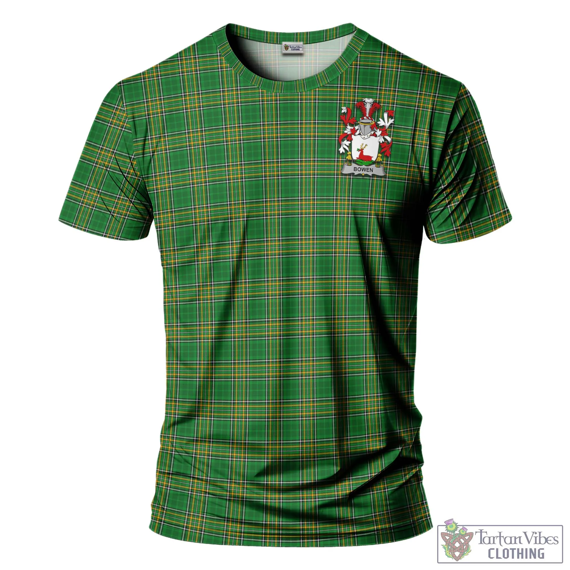 Bowen Irish Clan Tartan T-Shirt with Family Seal