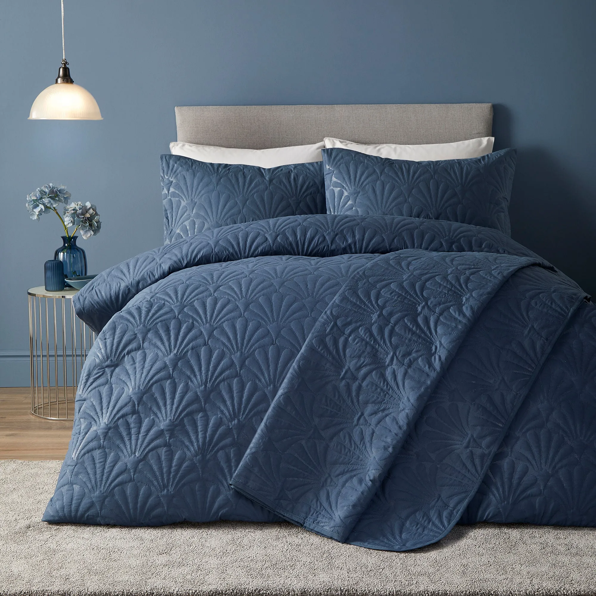 Cavali Bedspread by Serene in Dark Blue 200cm X 230cm