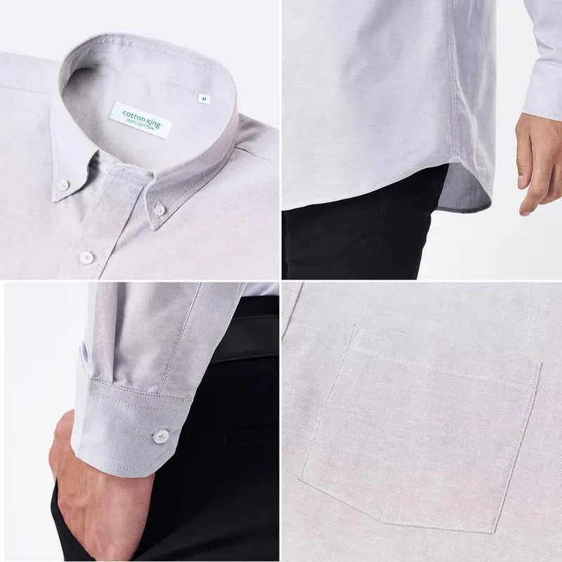 cotton king Mens Shirts | 100% Cotton Long Sleeve Shirts for Men | Button Down Shirt Men | Oxford Mens Dress Shirt