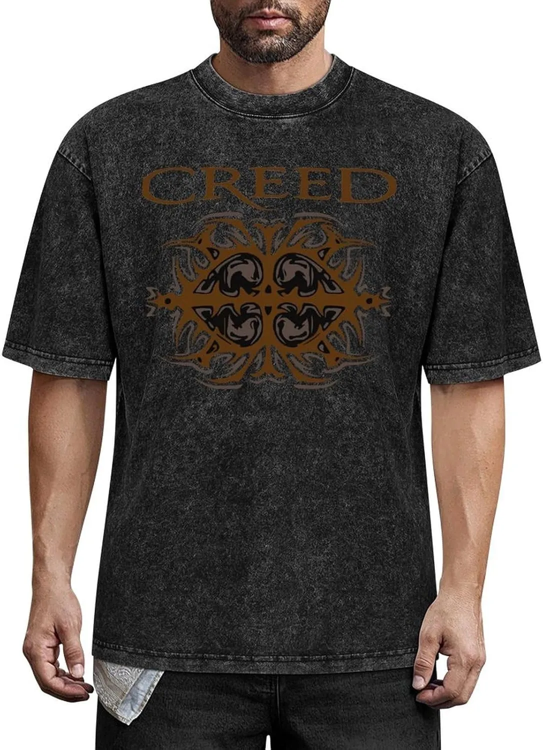 Durable Retro Oversized Cotton T-Shirts Cool Edgy Crew Neck Short Sleeve