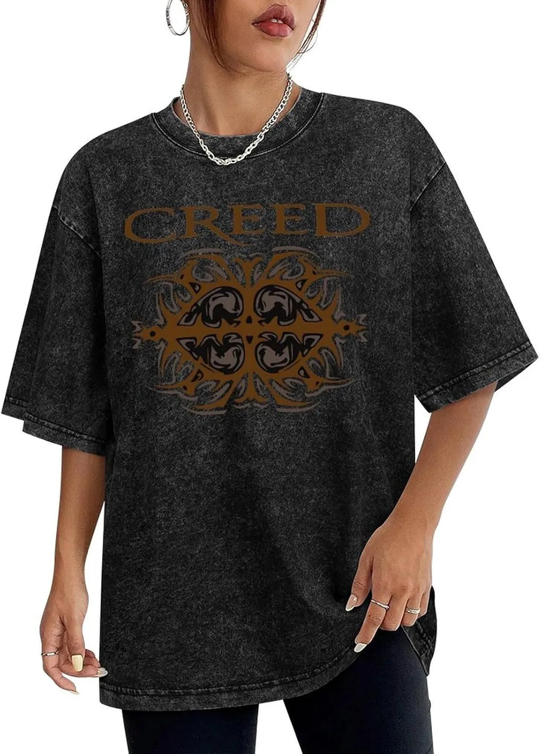 Durable Retro Oversized Cotton T-Shirts Cool Edgy Crew Neck Short Sleeve