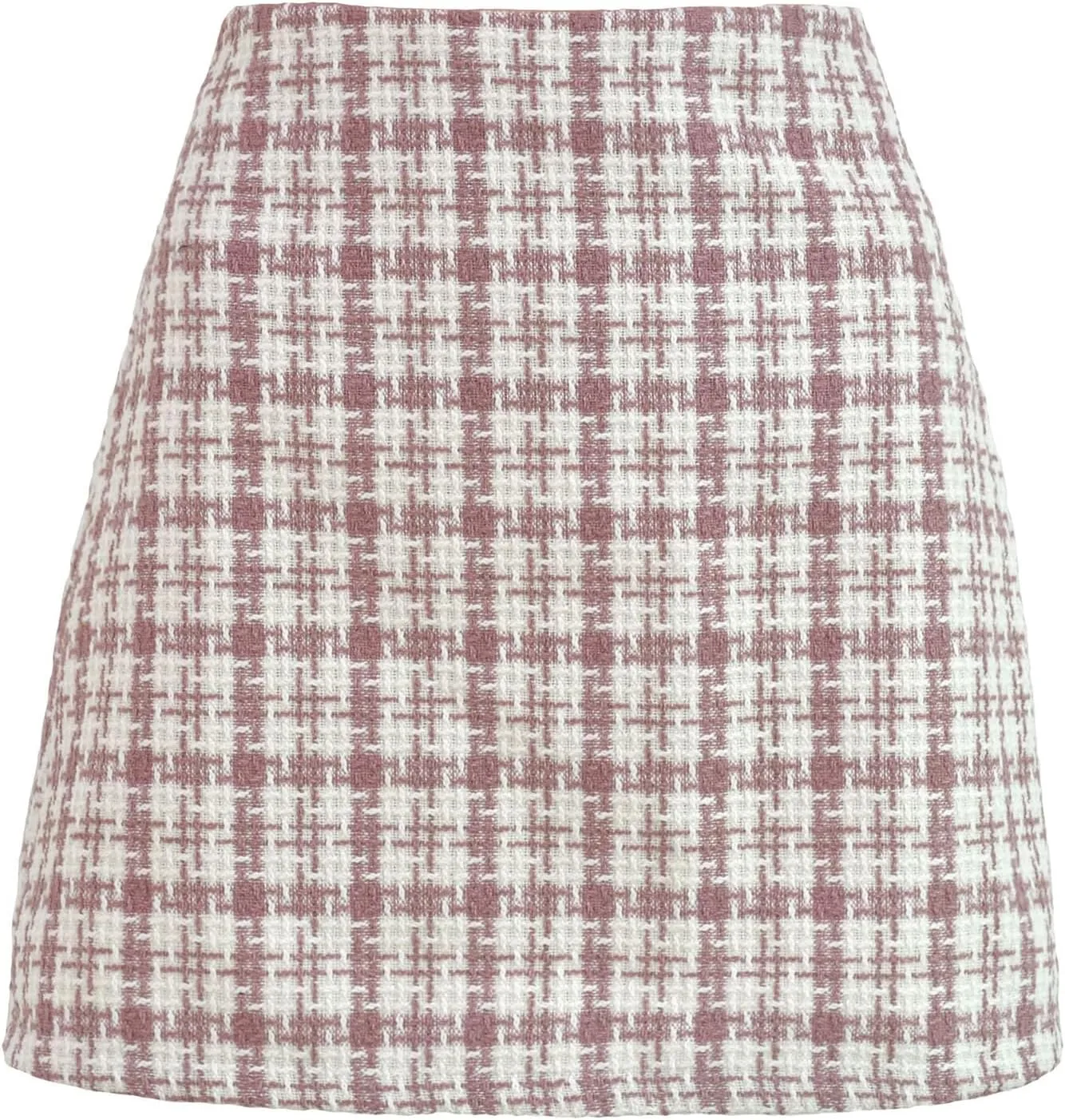 ebossy Women's Checker Plaid Wool Mini Skirts Sexy Slimming Zipper Up High Waist Tweed Short Pencil Skirts