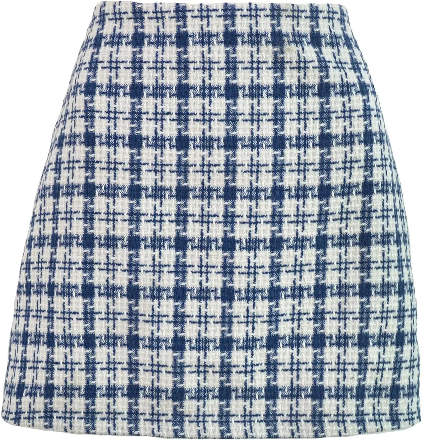ebossy Women's Checker Plaid Wool Mini Skirts Sexy Slimming Zipper Up High Waist Tweed Short Pencil Skirts