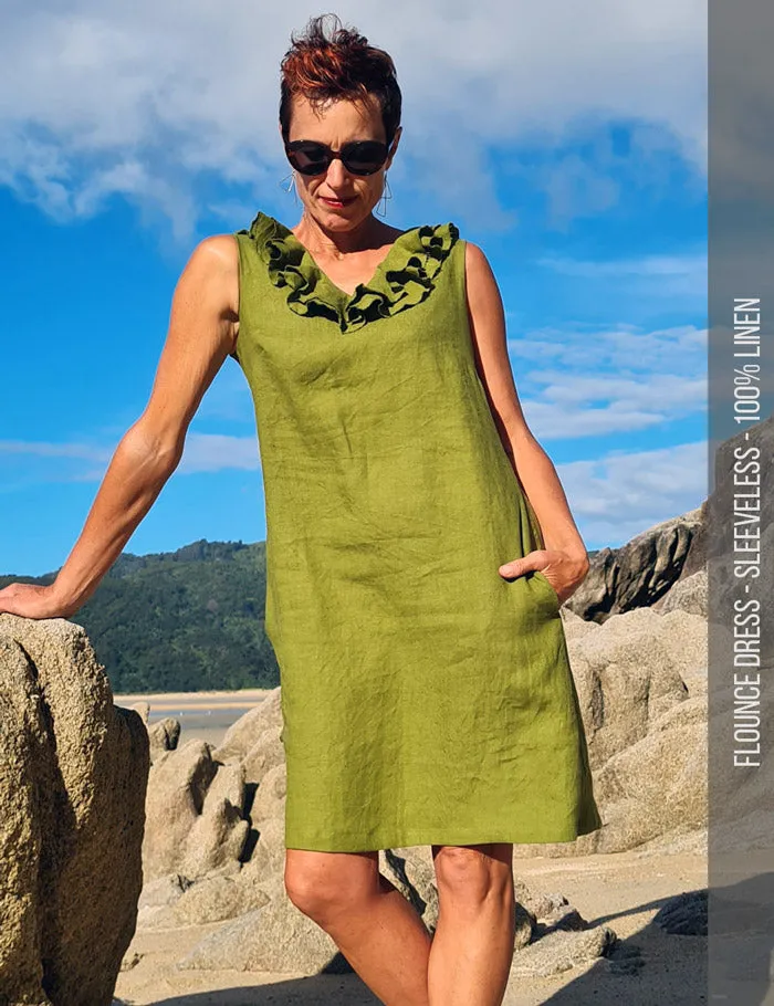 Flounce dress, tank and shirt