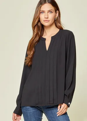 Front Pleat Black Top