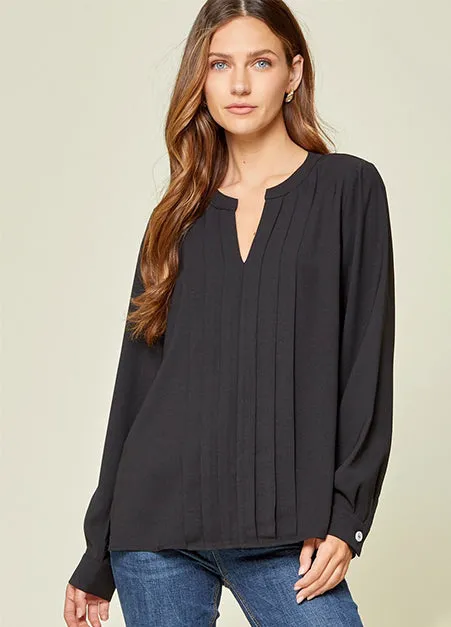 Front Pleat Black Top