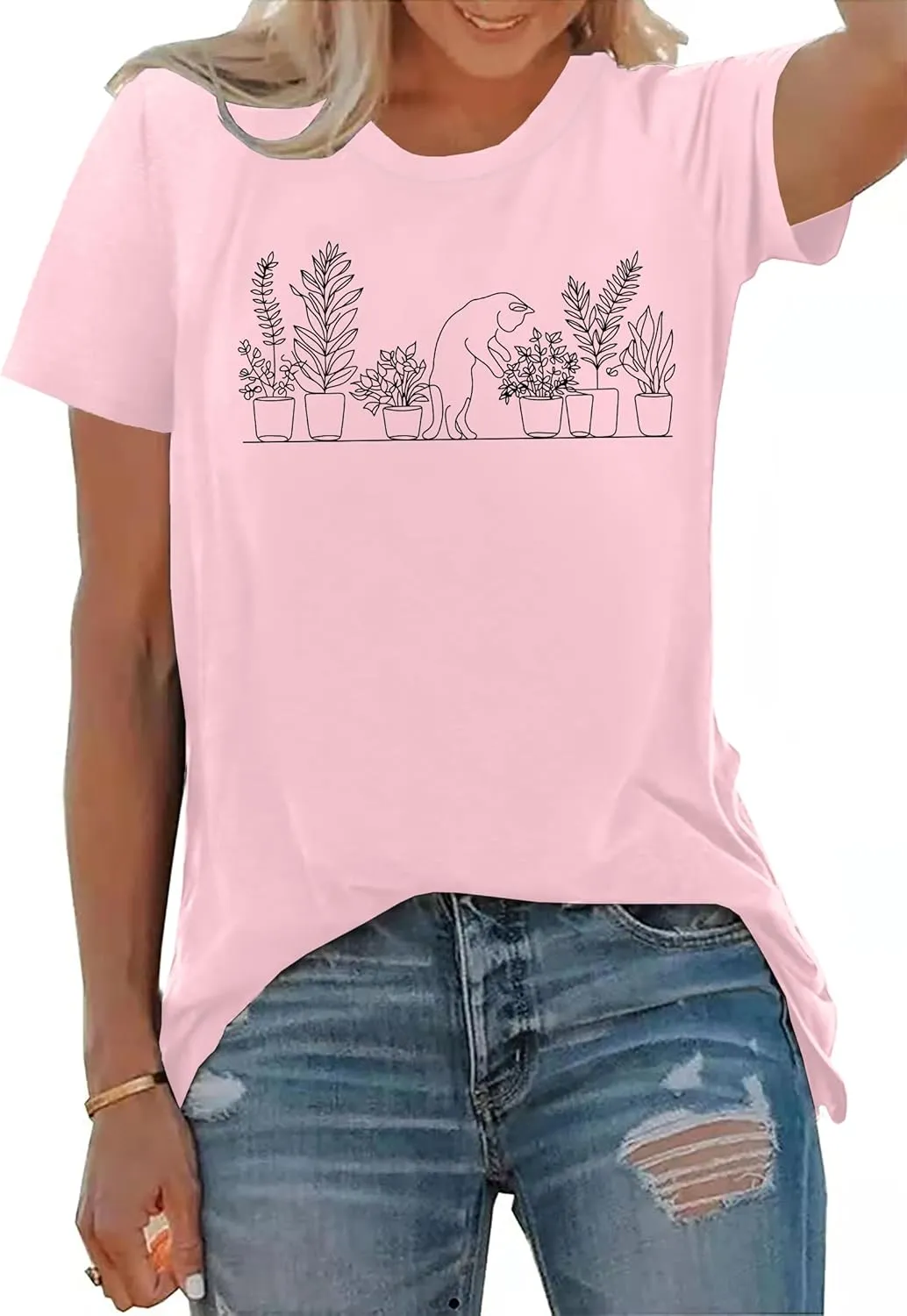 Garden Plant Shirt for Women Easily Distracted by Plants Graphic Tees Gardening Plant Lover Gifts Blouse Tops