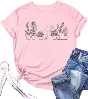 Garden Plant Shirt for Women Easily Distracted by Plants Graphic Tees Gardening Plant Lover Gifts Blouse Tops