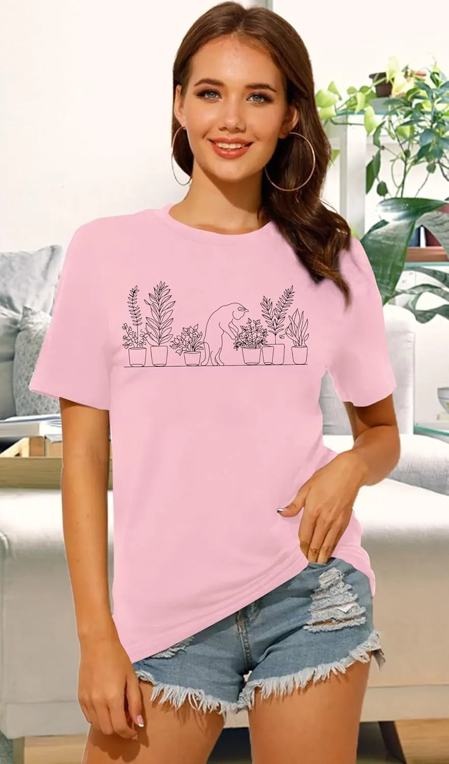 Garden Plant Shirt for Women Easily Distracted by Plants Graphic Tees Gardening Plant Lover Gifts Blouse Tops