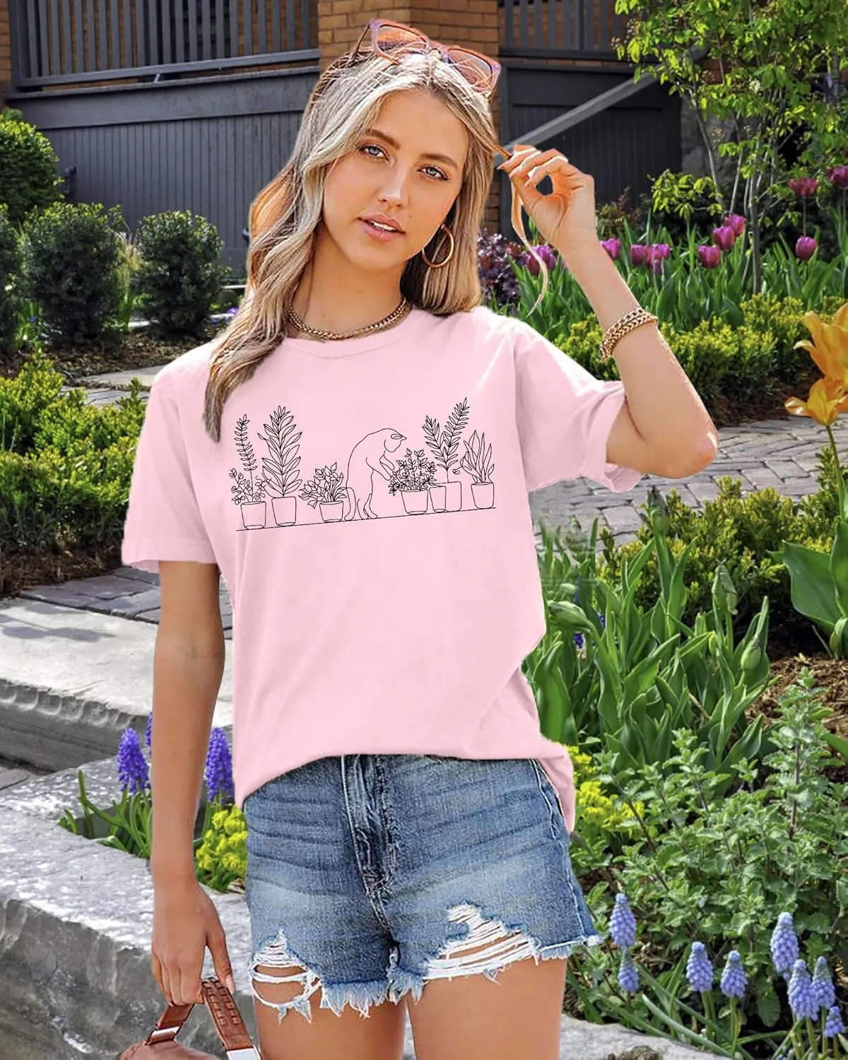 Garden Plant Shirt for Women Easily Distracted by Plants Graphic Tees Gardening Plant Lover Gifts Blouse Tops