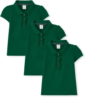 Gymboree Girls' and Toddler Short Sleeve Ruffle Polo Shirt Multipack