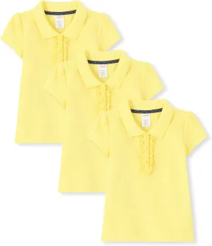 Gymboree Girls' and Toddler Short Sleeve Ruffle Polo Shirt Multipack