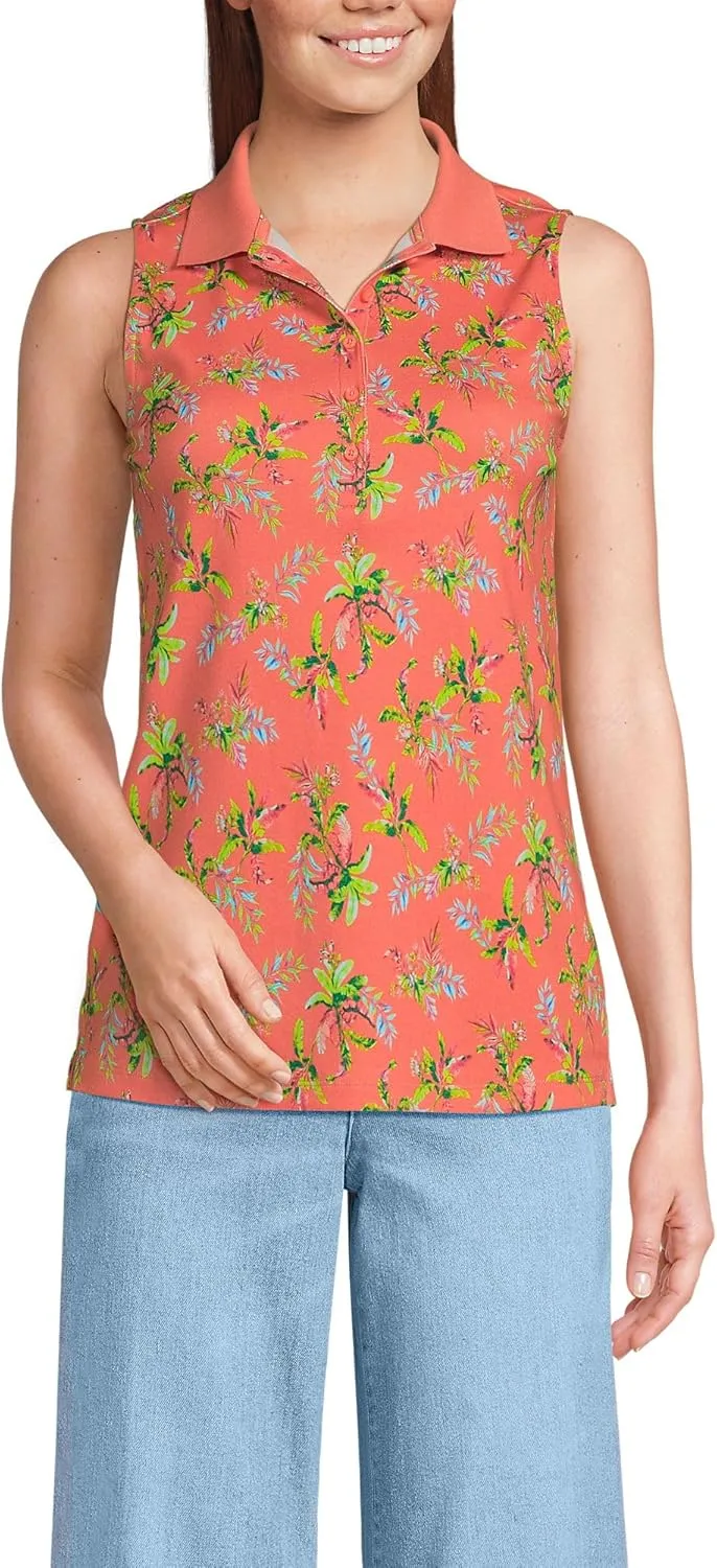 Lands' End Women's American-Grown Supima Cotton Sleeveless Polo