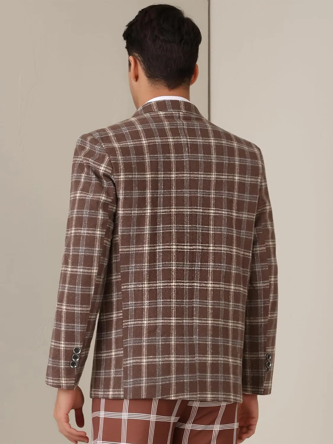 Lars Amadeus Plaid Blazers for Men's Color Block Business Checked Patterned Sports Coat