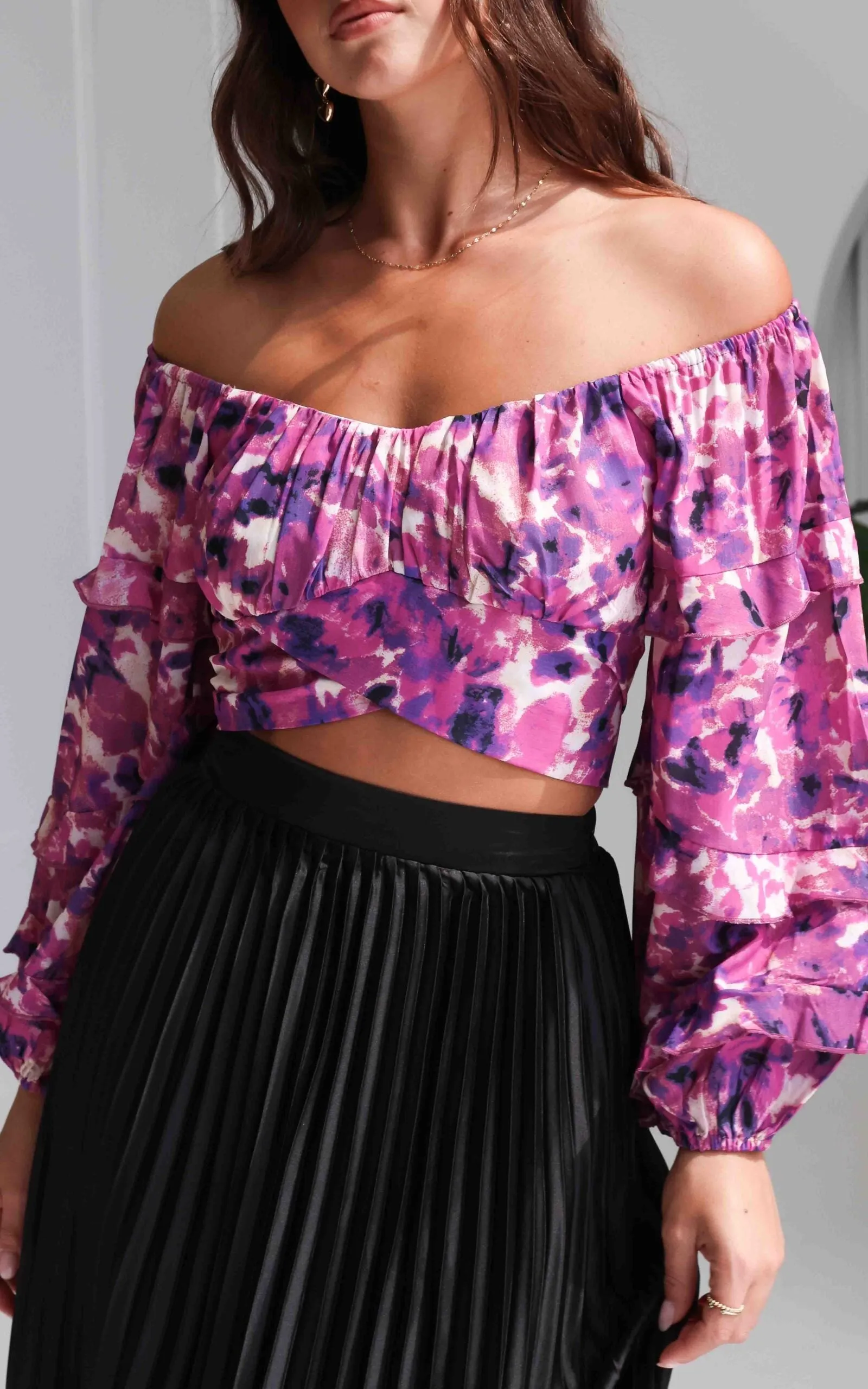 Luella Crop Top - Purple Floral