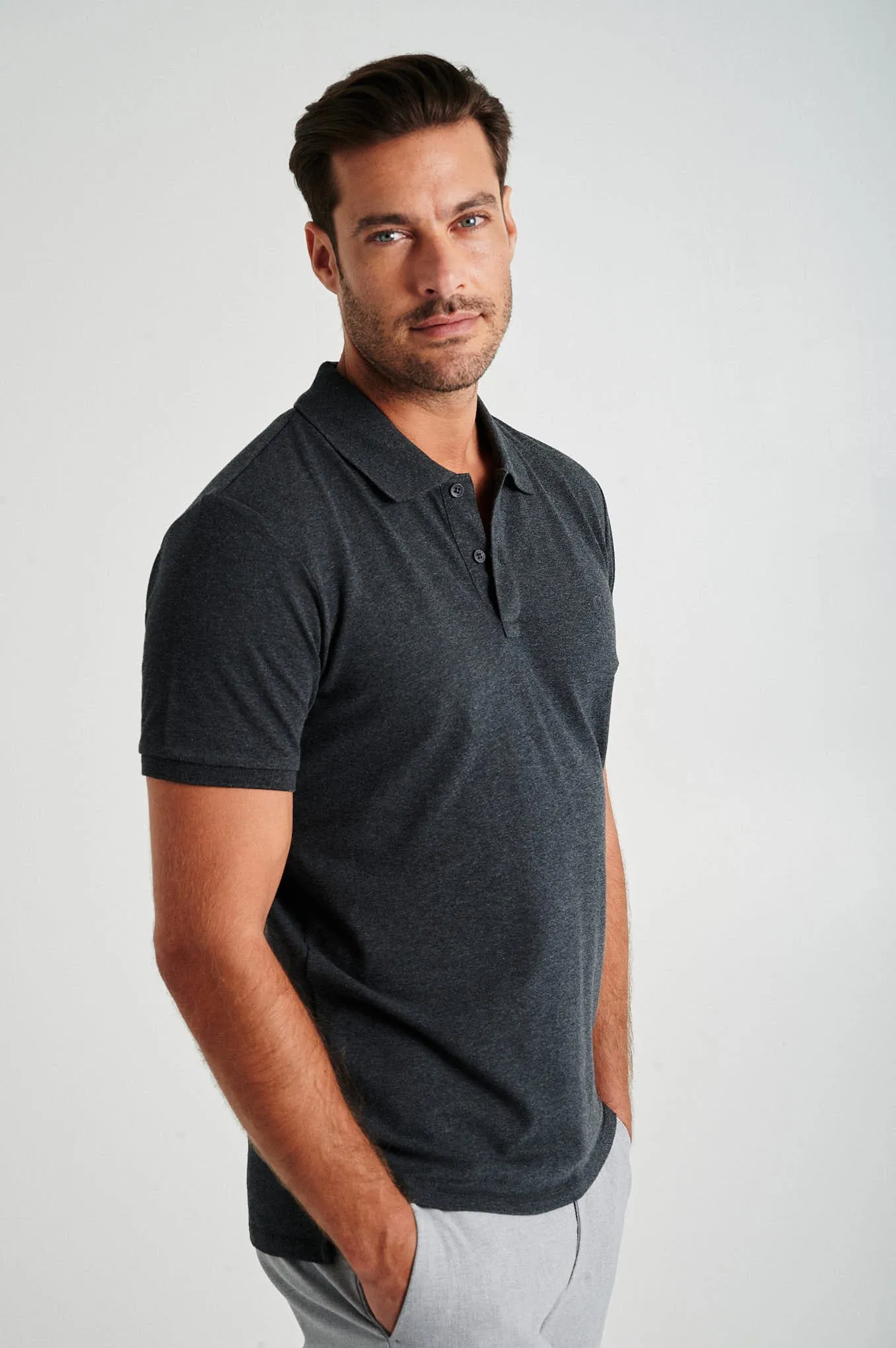 Men's slim fit organic cotton piquet polo