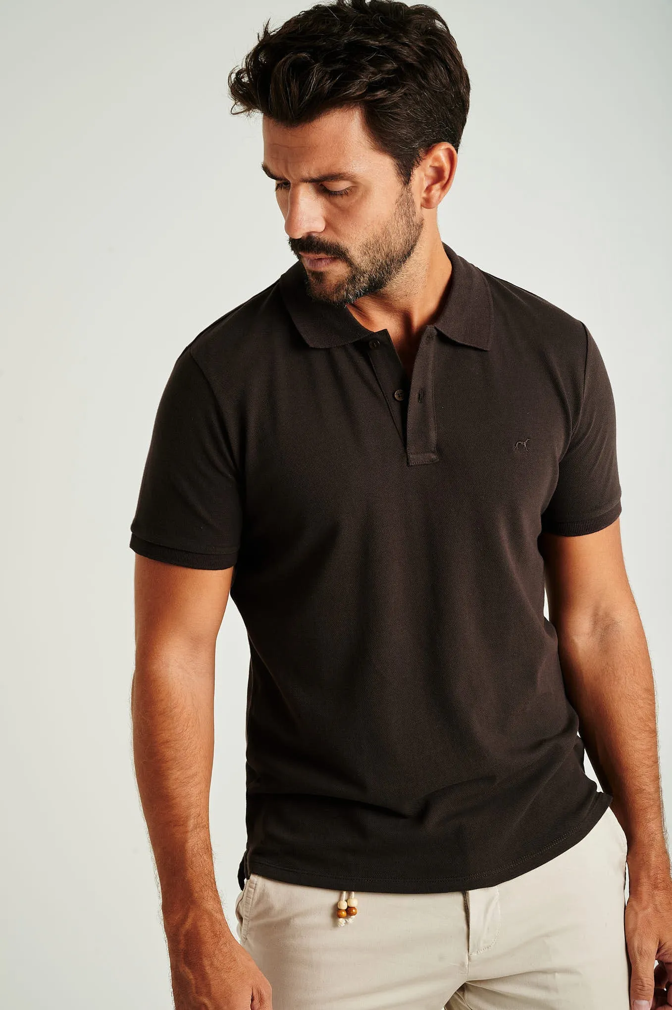 Men's slim fit organic cotton piquet polo