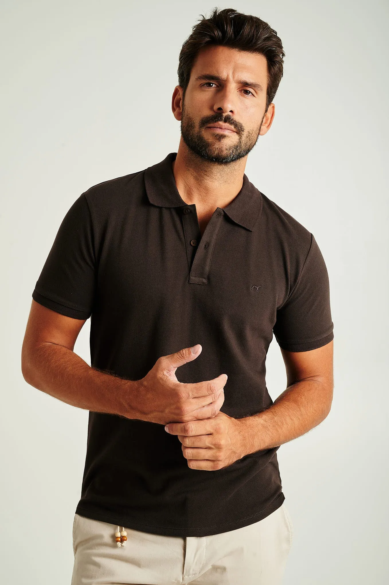 Men's slim fit organic cotton piquet polo