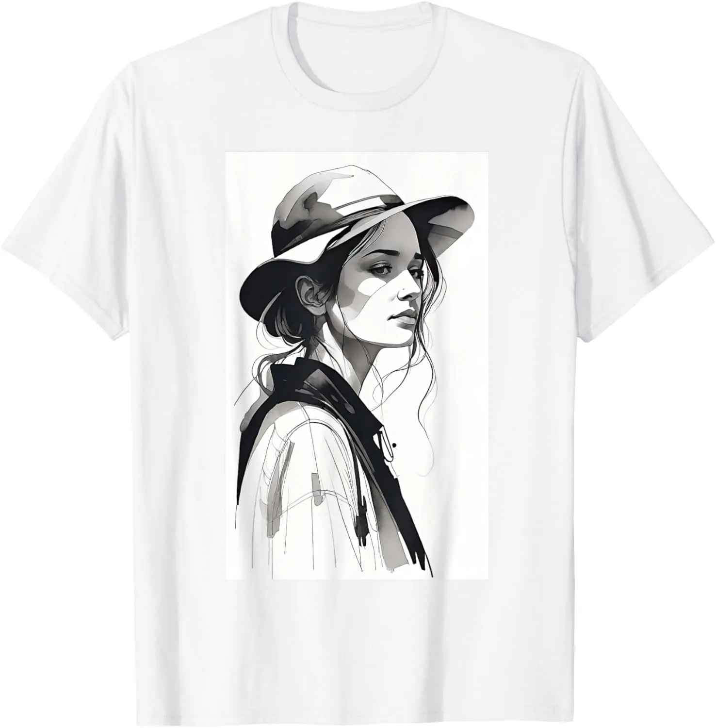 Modern Women Portrait Design Minimalist Graphic T-Shirt