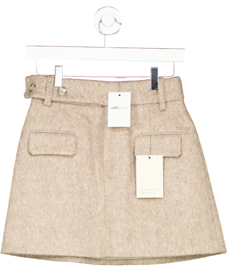 OddMuse Beige The Ultimate Muse Striped Brushed-knit Mini Skirt UK XS