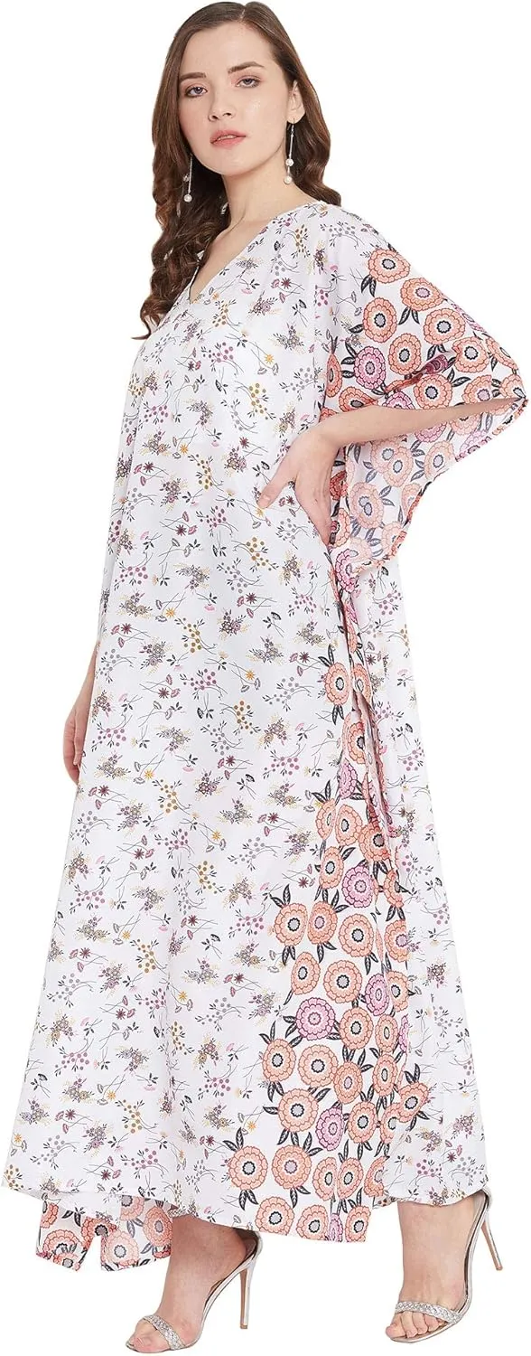 Oussum Women Long Maxi Plus Size Polyester Kaftan Caftan Gown Beach Party Casual Dress