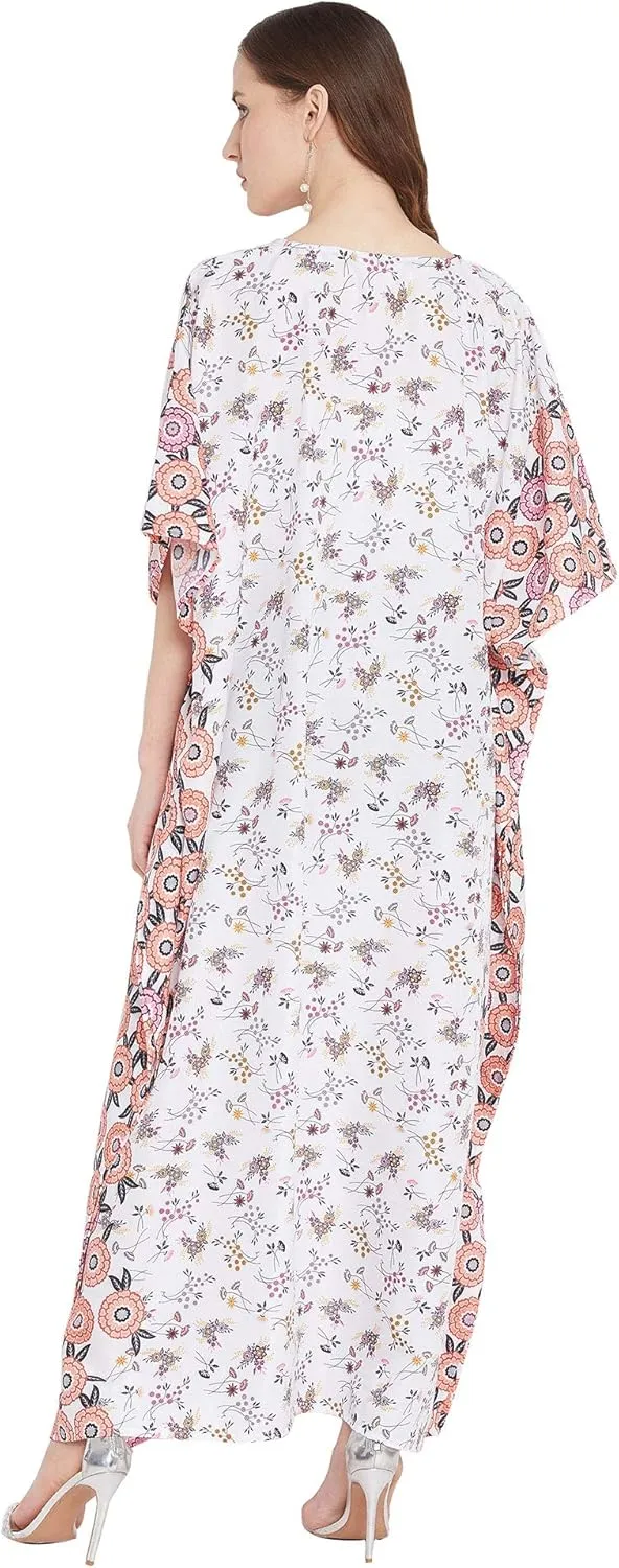 Oussum Women Long Maxi Plus Size Polyester Kaftan Caftan Gown Beach Party Casual Dress