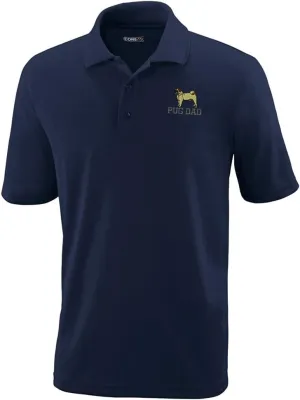 Performance Golf Tees Dog Pet Pug Dad Embroidery Polyester Short Sleeves Polo Shirts for Men Navy X Large
