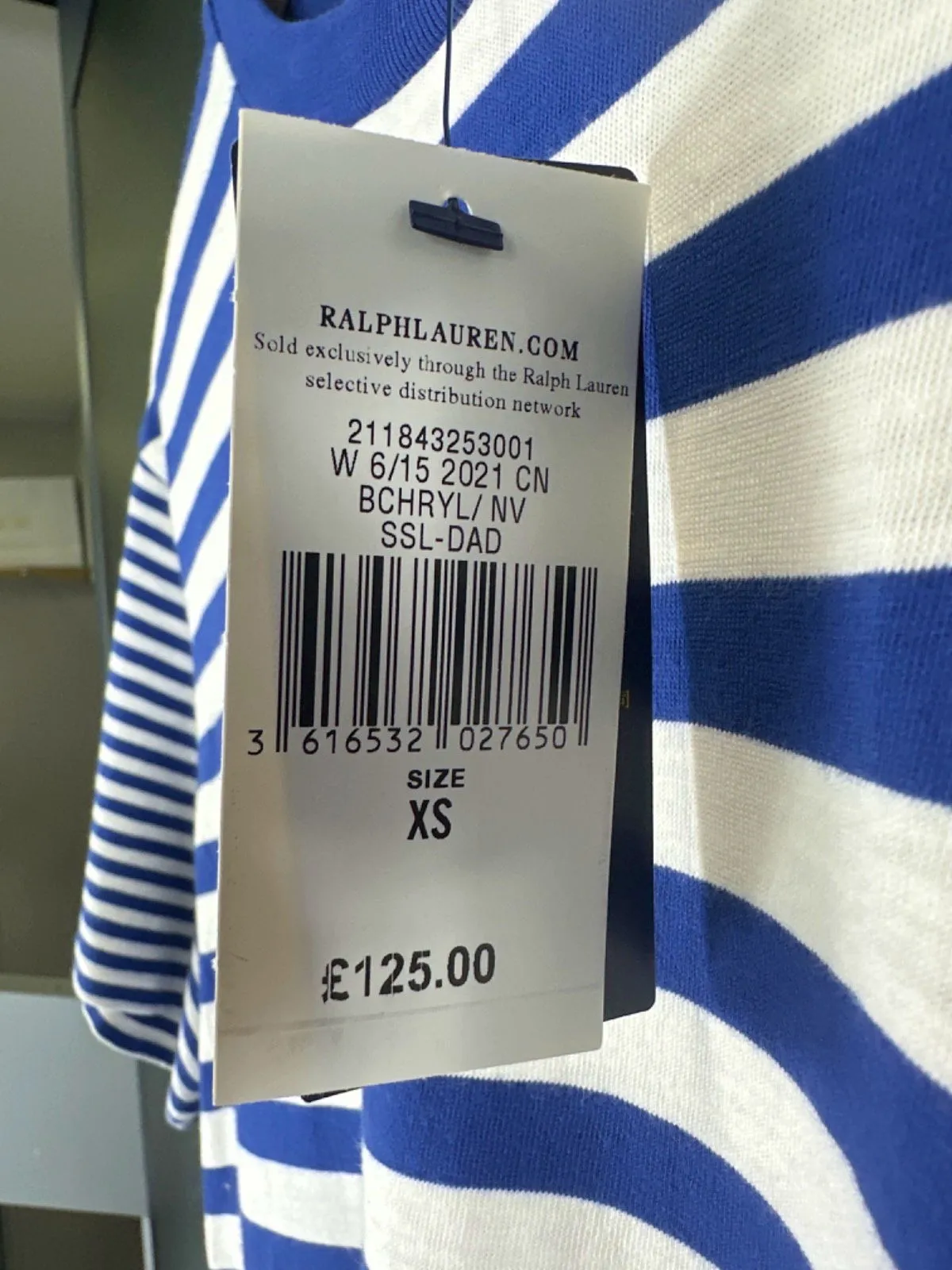 Polo Ralph Lauren Blue Striped Embroidered Polo Pony Logo T-Shirt Dress UK L