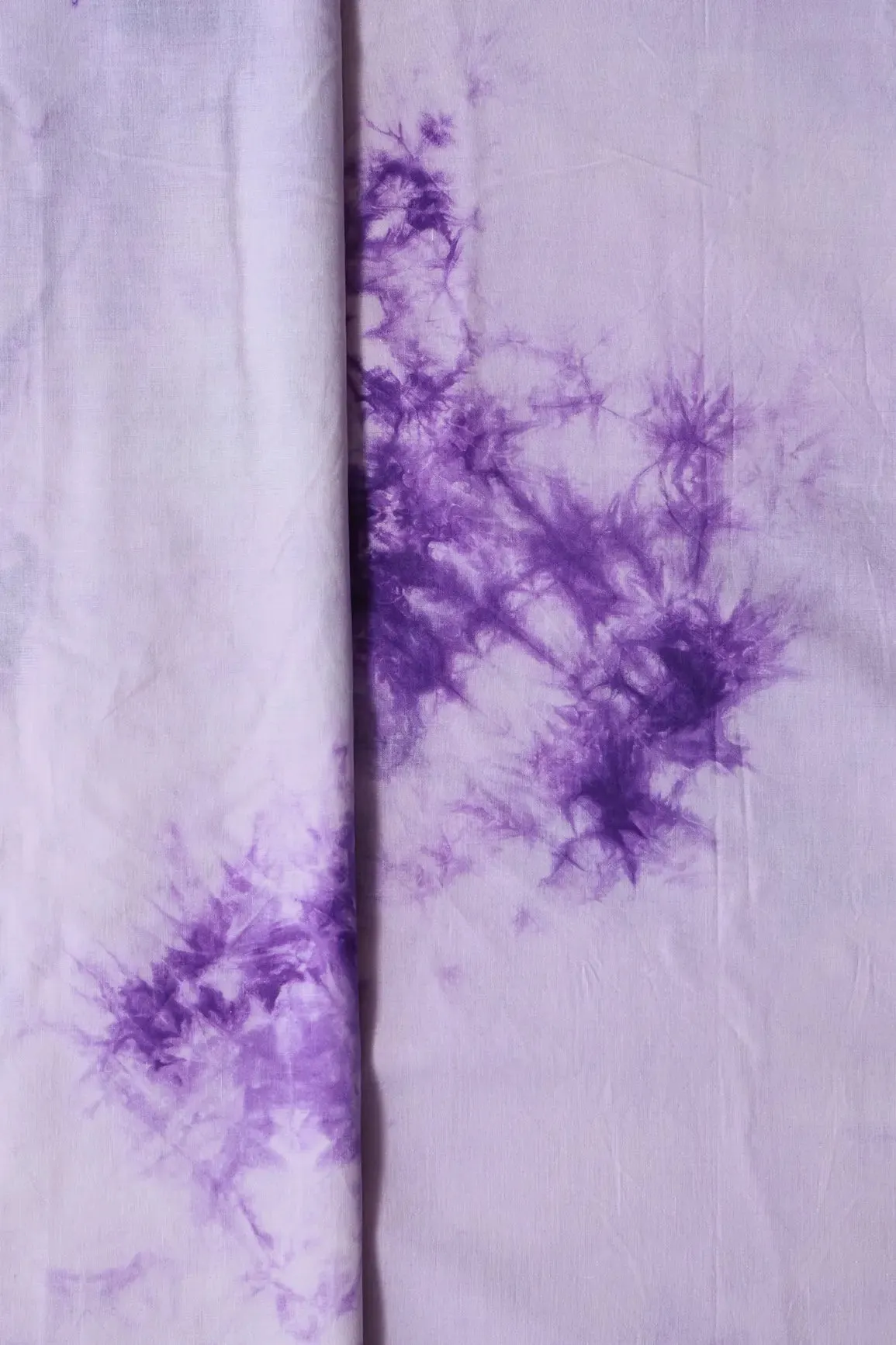 Purple And Off White Tie & Dye Shibori Print On Pure Cotton Fabric