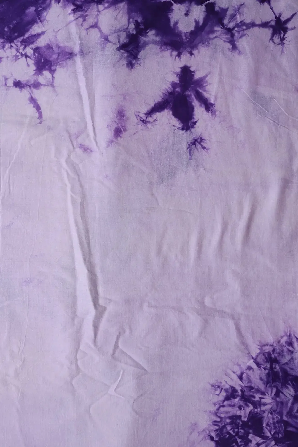 Purple And Off White Tie & Dye Shibori Print On Pure Cotton Fabric