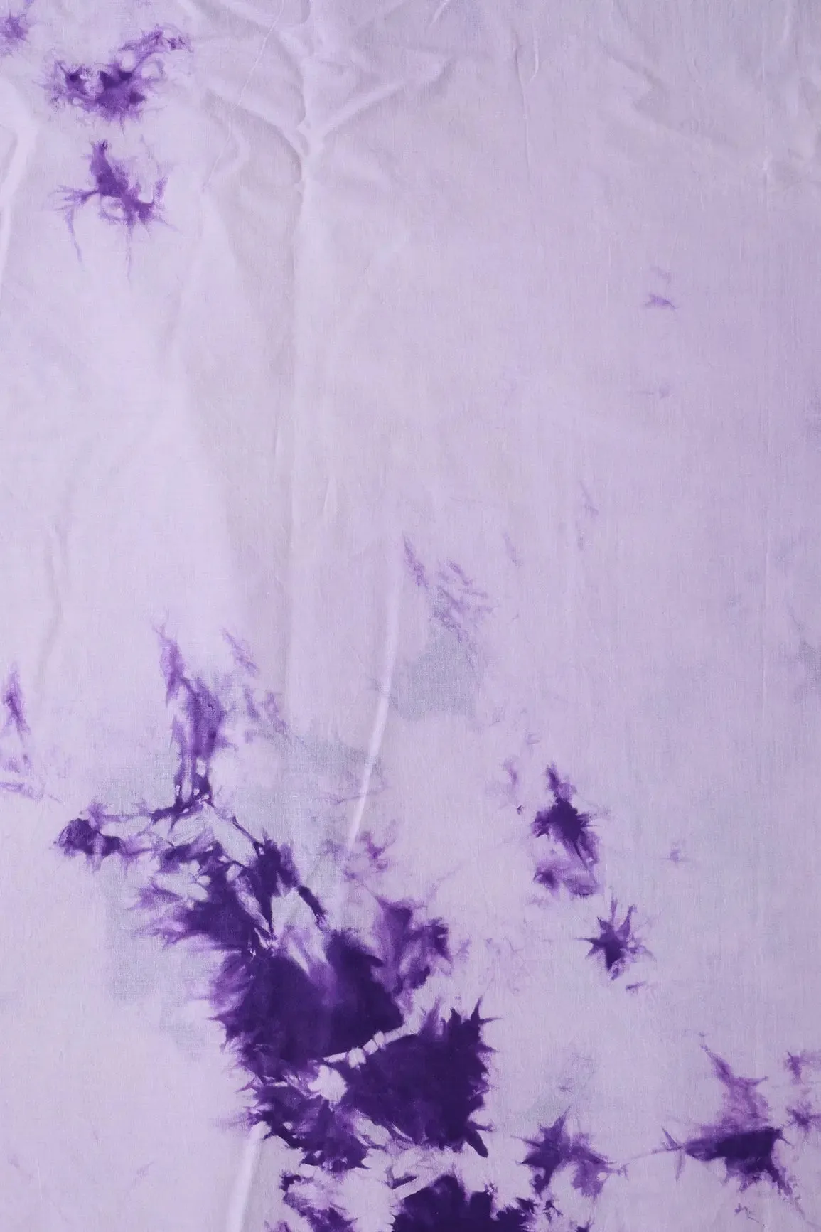 Purple And Off White Tie & Dye Shibori Print On Pure Cotton Fabric