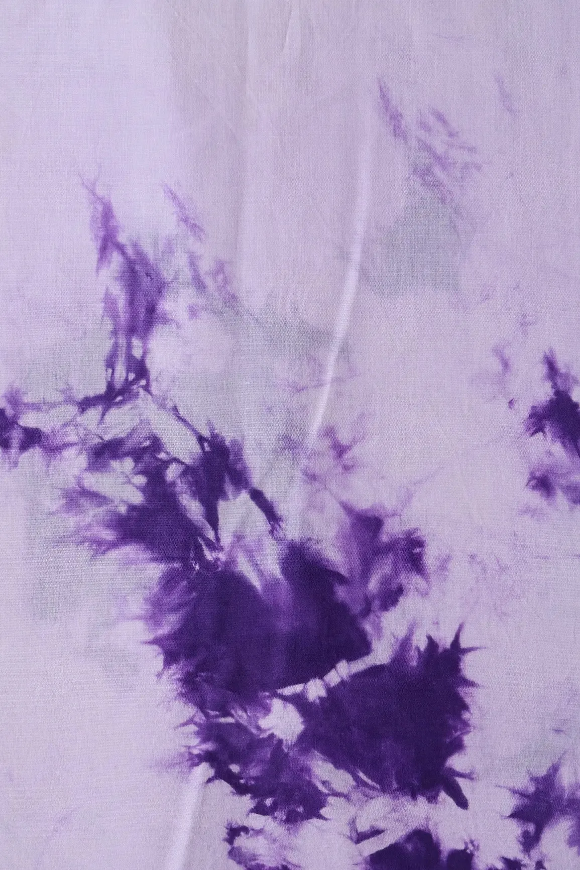 Purple And Off White Tie & Dye Shibori Print On Pure Cotton Fabric
