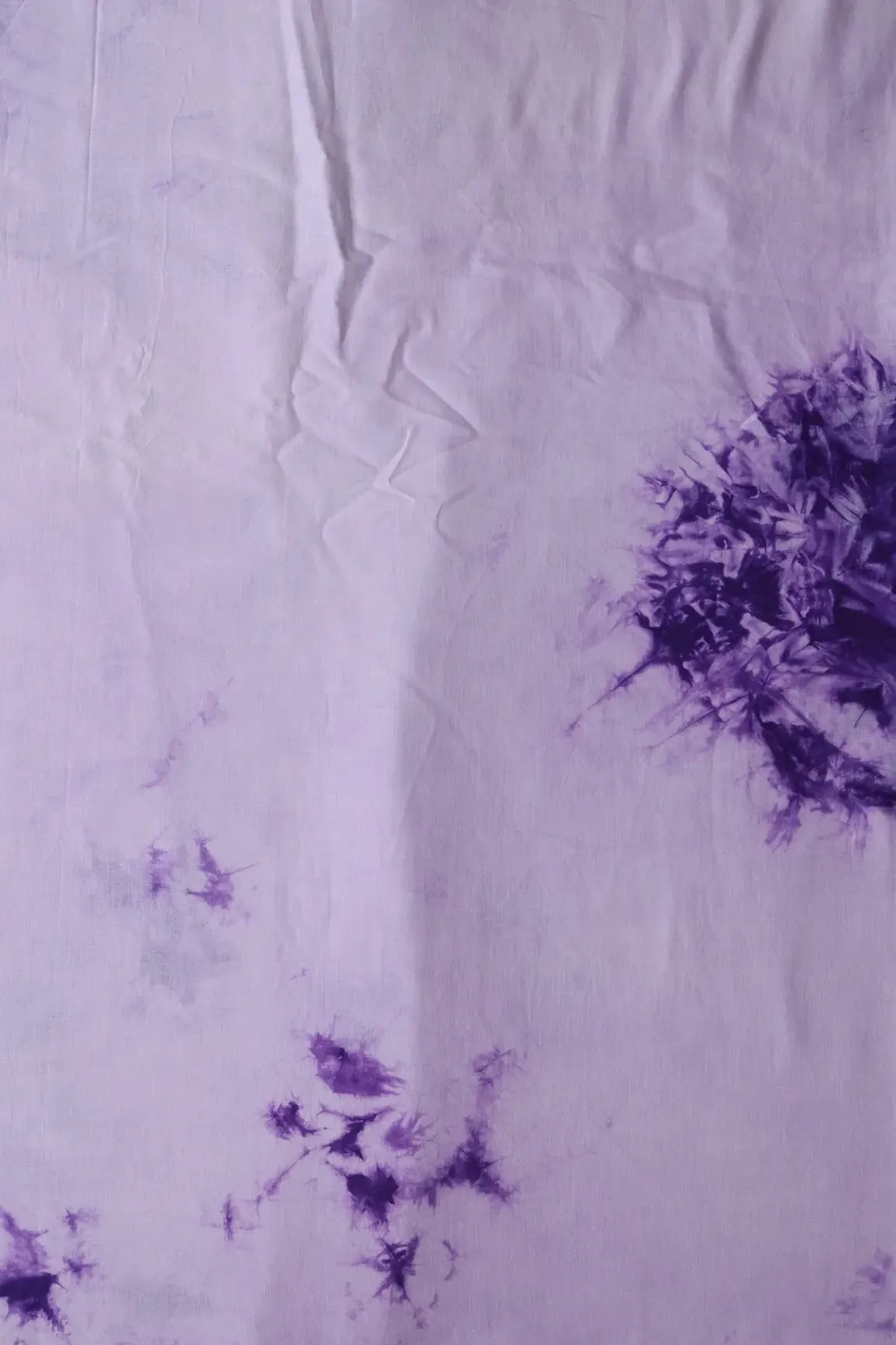 Purple And Off White Tie & Dye Shibori Print On Pure Cotton Fabric