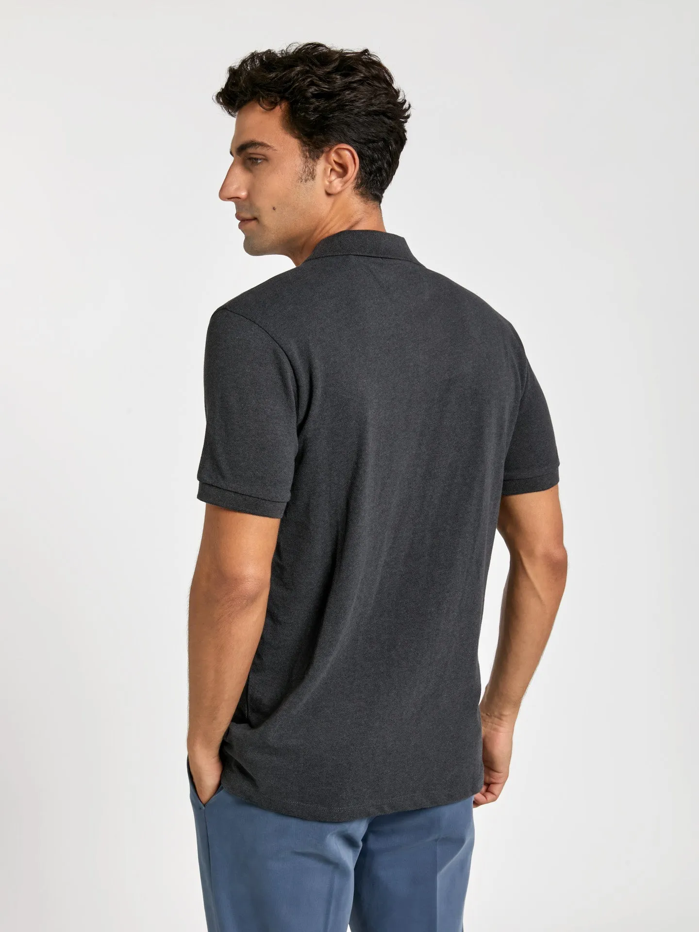 Regular fit basic piqué polo shirt