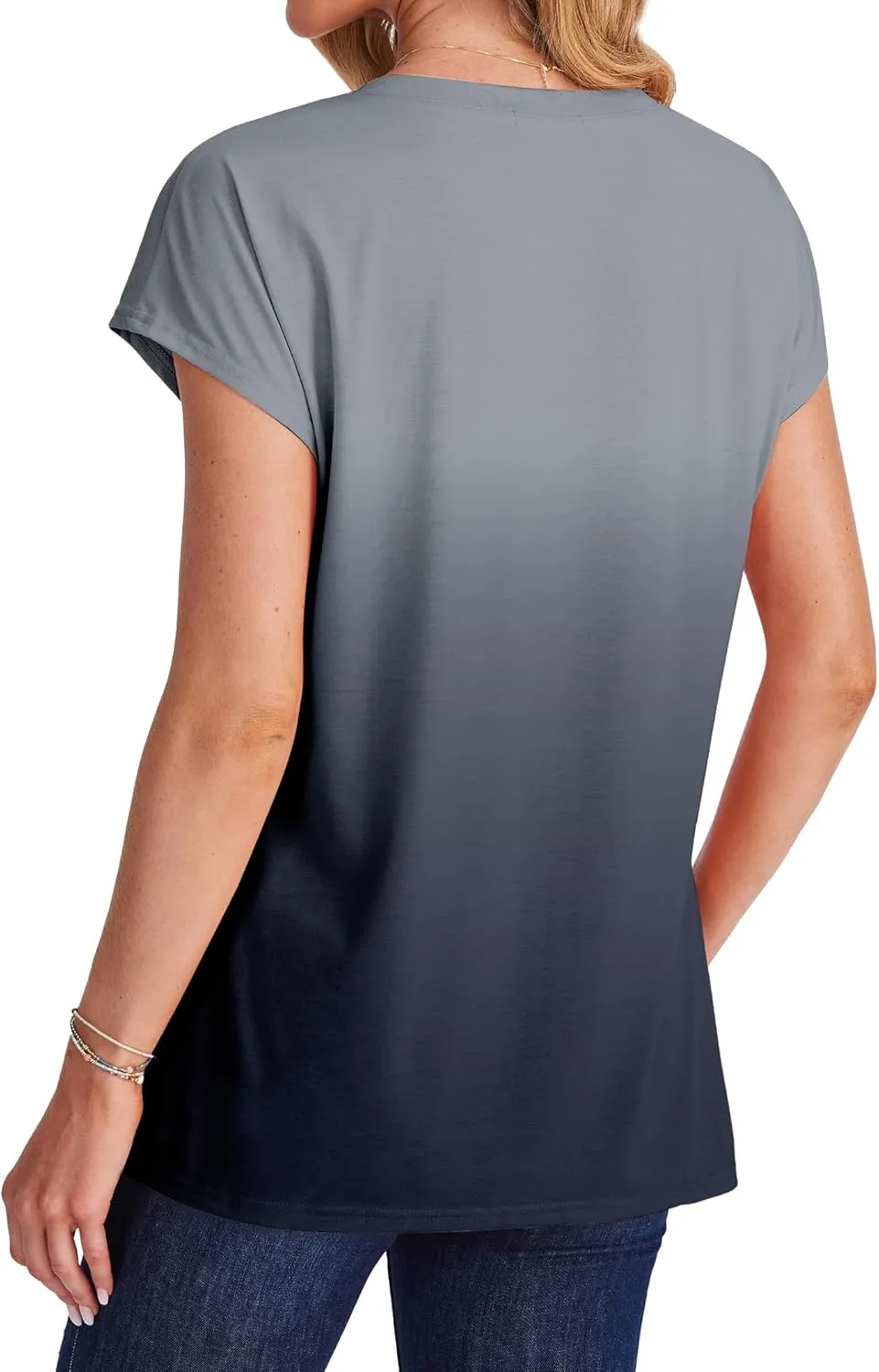 SAMPEEL Womens T Shirts V Neck Cap Short Sleeve Summer Tops Trendy 2025 Loose Casual Tshirts with Pocket