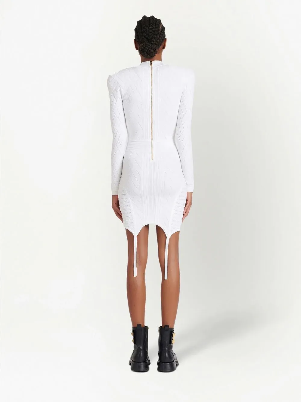 V-Neck Laced Knit Gater Short Dress