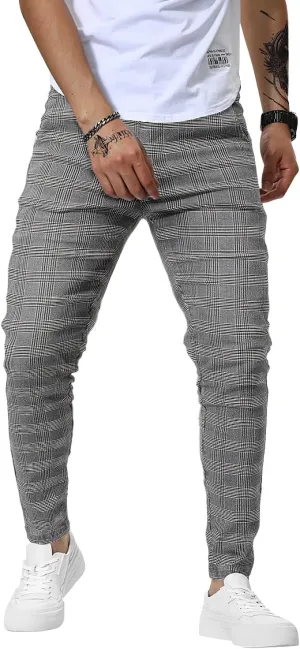 Woenzaia Men's Casual Slim Fit Pants Skinny Stretch Dress Slacks