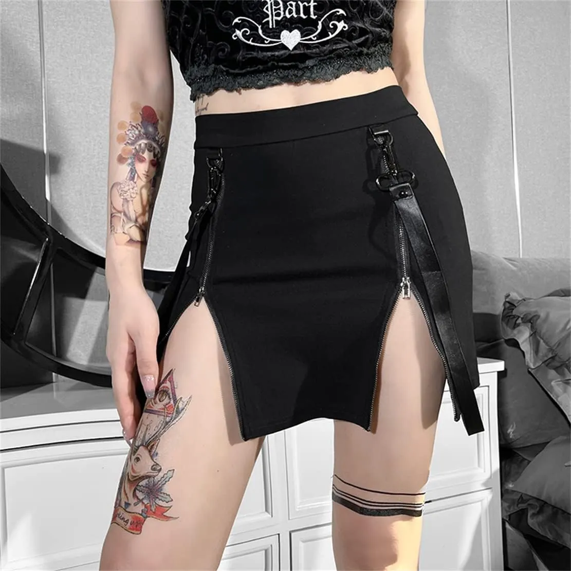 Women Gothic Mini Skirt Fairy Grunge Punk High Waisted A-Line Pleated Skirts Y2k E-Girl Long Maxi Skirt