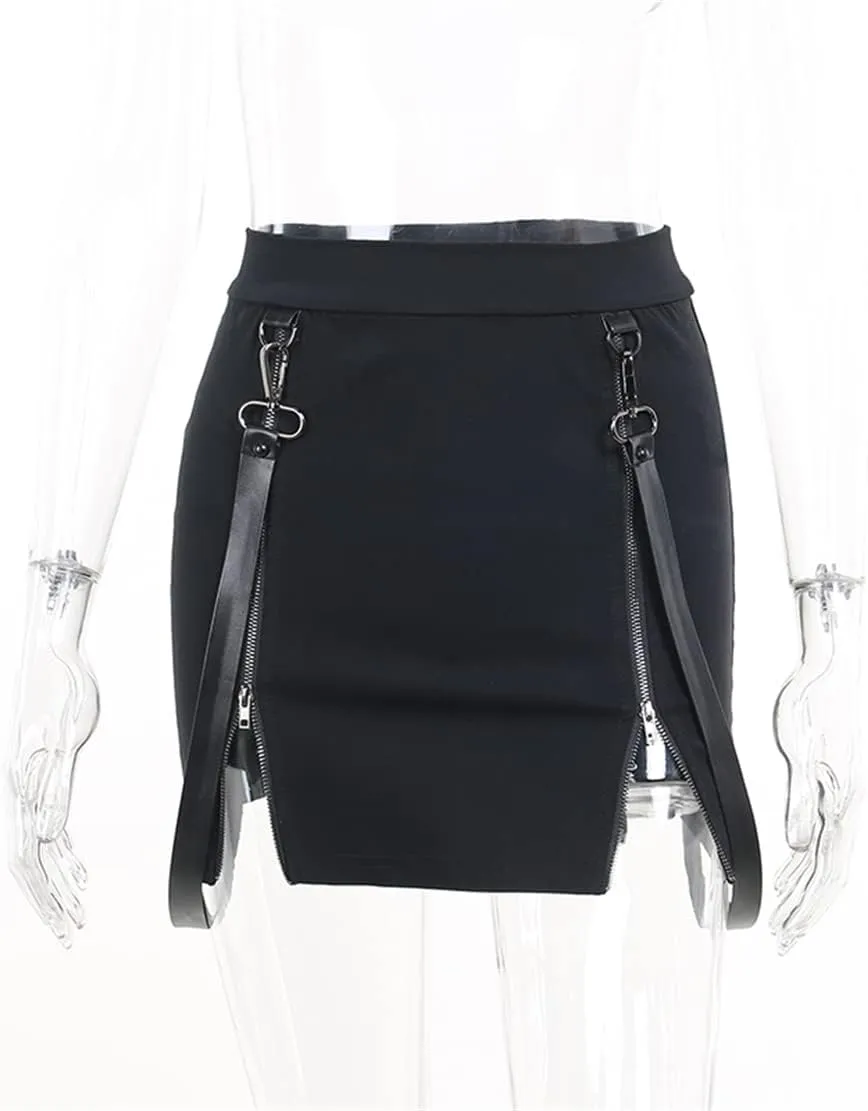 Women Gothic Mini Skirt Fairy Grunge Punk High Waisted A-Line Pleated Skirts Y2k E-Girl Long Maxi Skirt