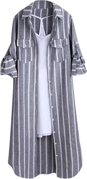 Womens Flannel Plaid Shirts 2024 Fall Long Sleeve Button Down Checked Casual Long Tail Shirt Jacket with Pockets