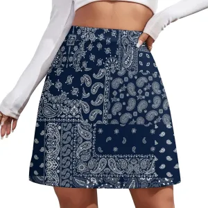 Women's High Waist Black and White Gothic Witch's Cat Skirt Stretchy Casual Mini Skirt