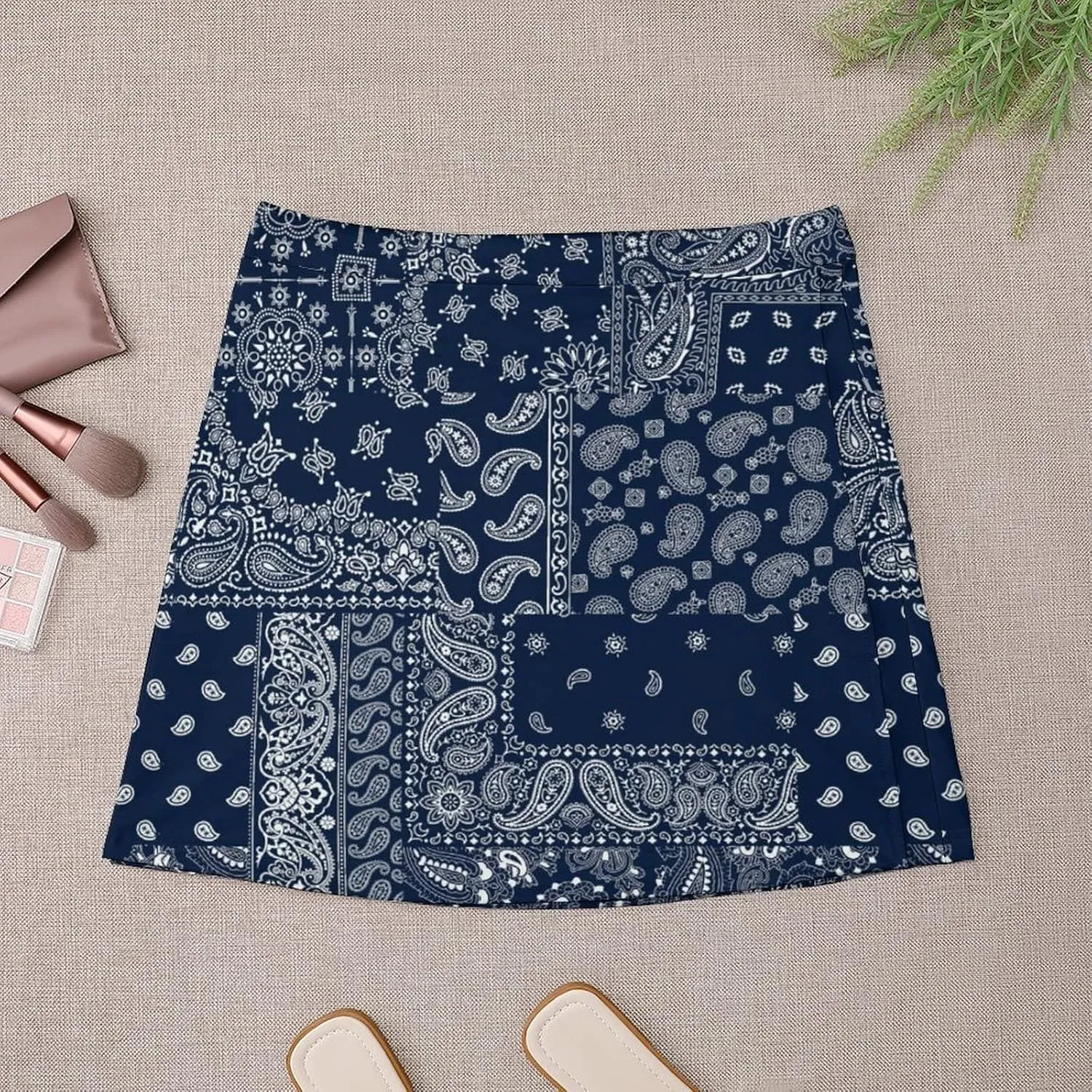 Women's High Waist Black and White Gothic Witch's Cat Skirt Stretchy Casual Mini Skirt