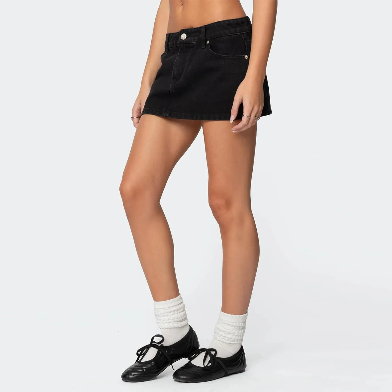 Womens Mini Cargo Skirts Y2k Low Waist Button Bodycon Denim Skirt Vintage Cute Jean Skirts with Pockets Streetwear