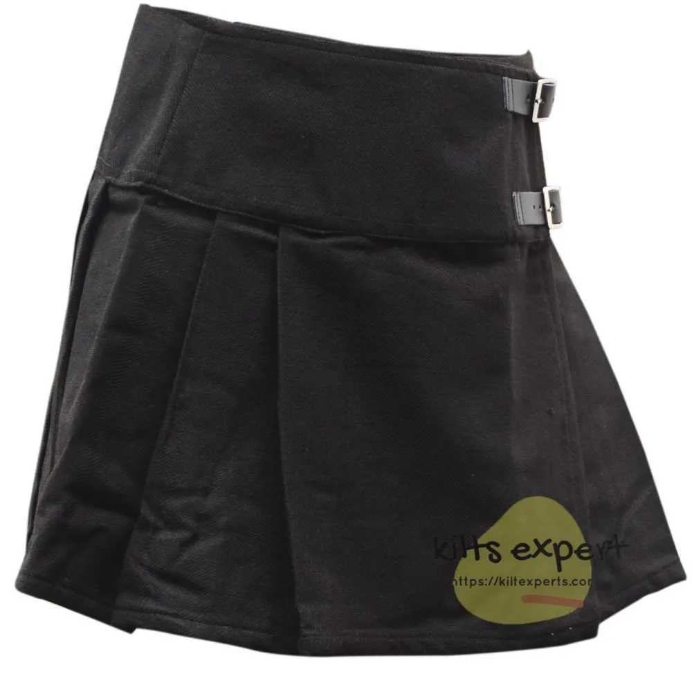 Women's Plain Black Tartan Kilts